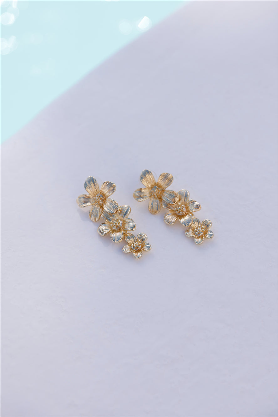 18k Gold Plated Hibiscus Earrings Gold-CALLISTARI