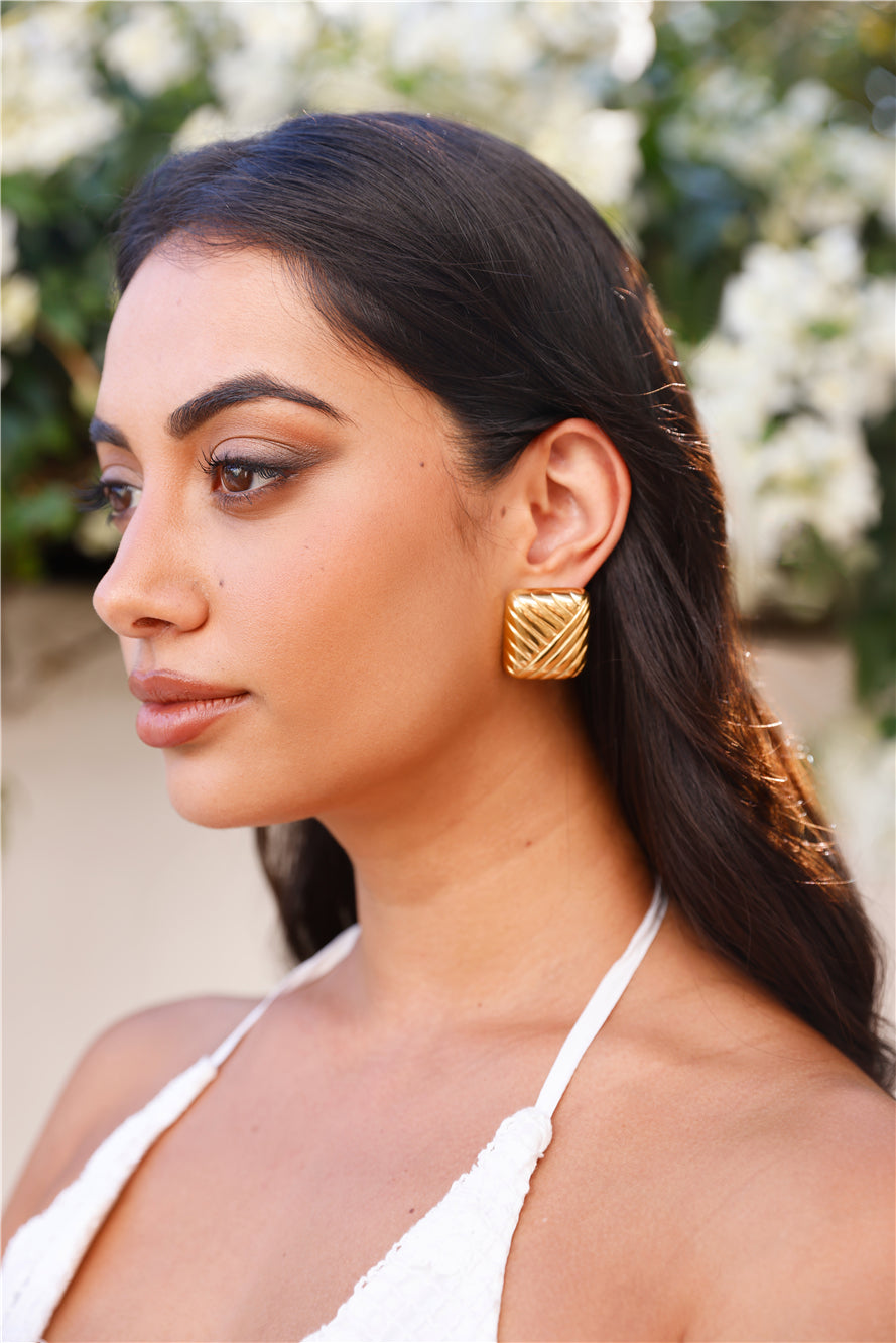 18k Gold Plated Cushions Earrings Gold-CALLISTARI