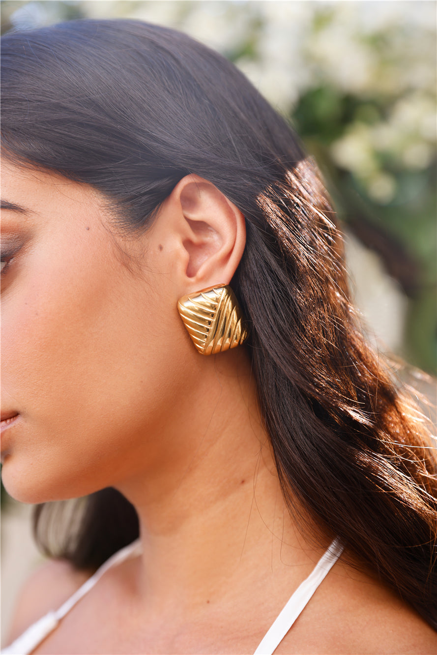 18k Gold Plated Cushions Earrings Gold-CALLISTARI