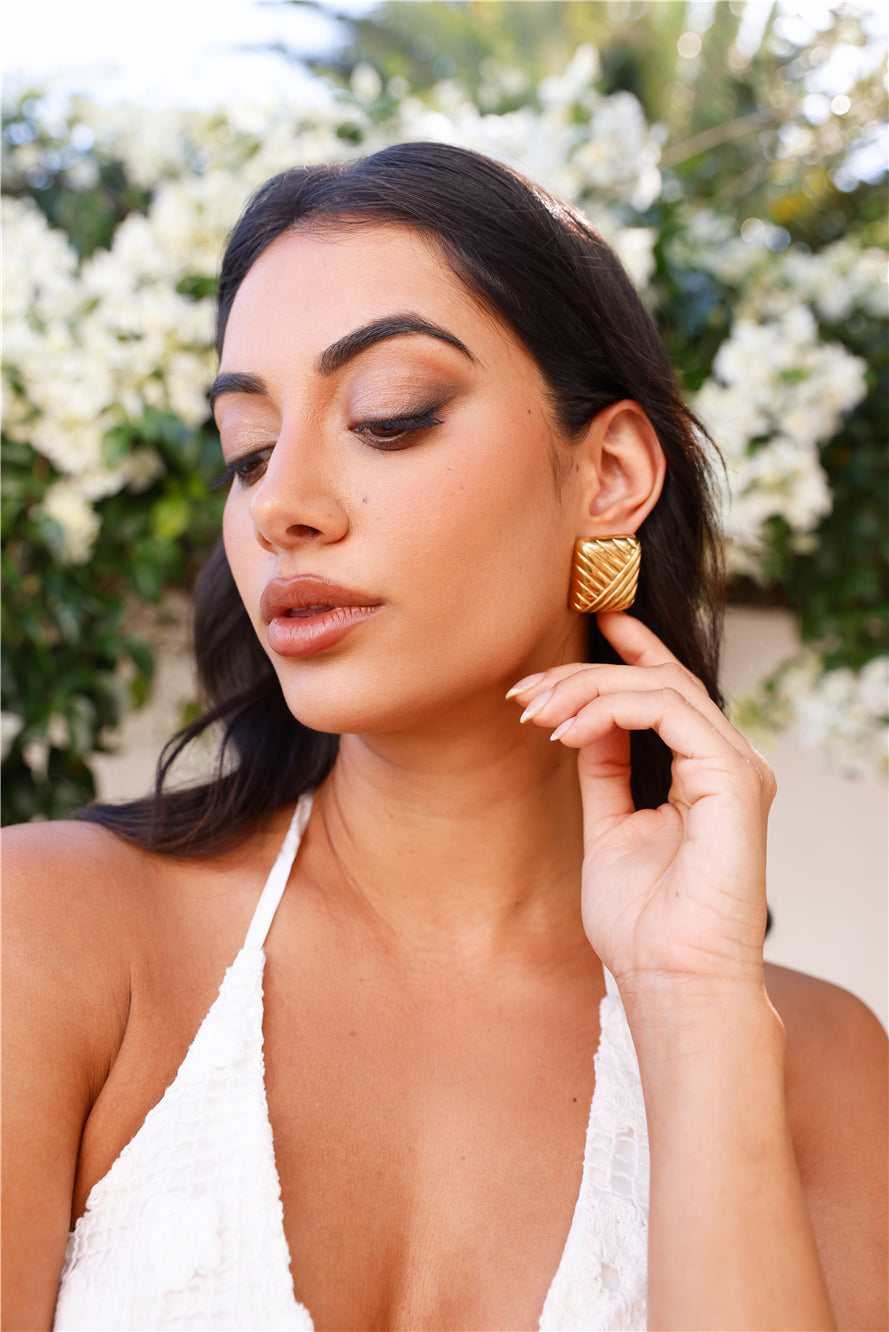 18k Gold Plated Cushions Earrings Gold-CALLISTARI