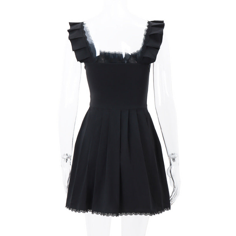 ELOUISE - LACE TRIM PLEATED MINI DRESS-CALLISTARI
