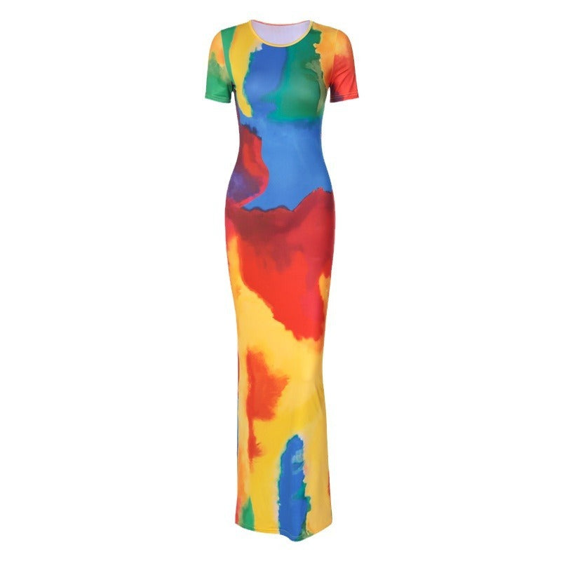 Sunset Swirl Tie-Dye Maxi Dress-CALLISTARI