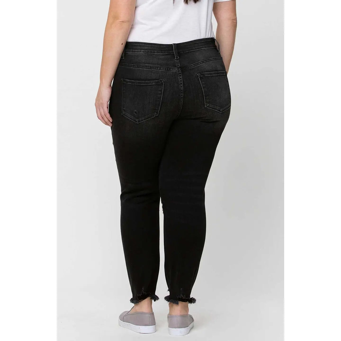 Plus Size High Rise Button Fly Skinny Jeans-Mesadic