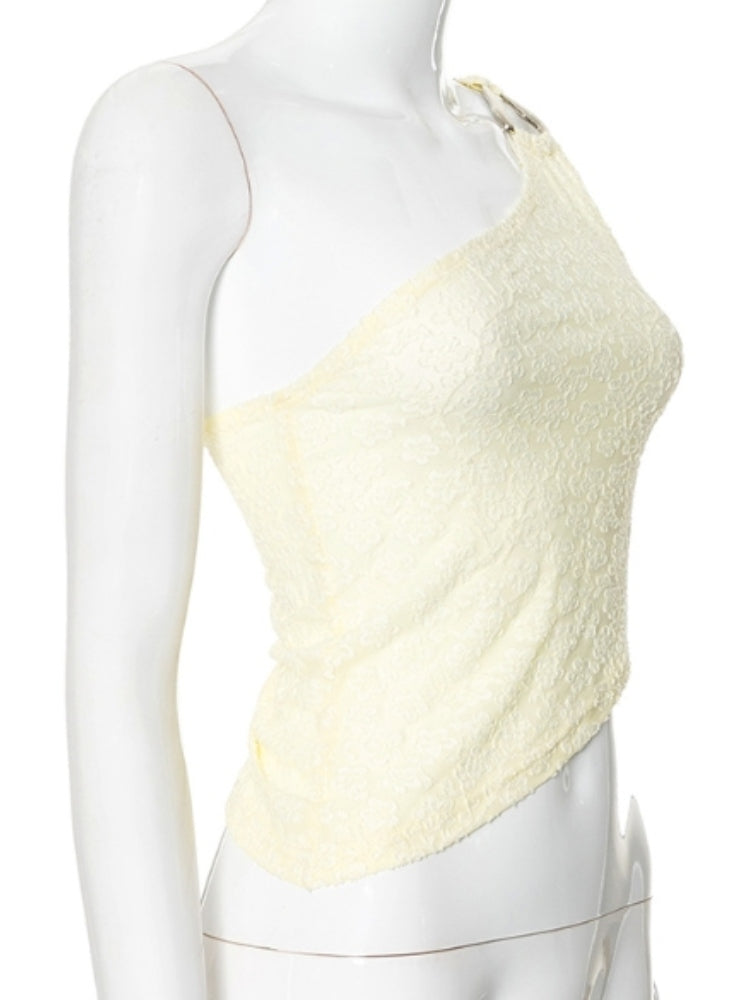 Bring It Down One Shoulder Top Cream-CALLISTARI