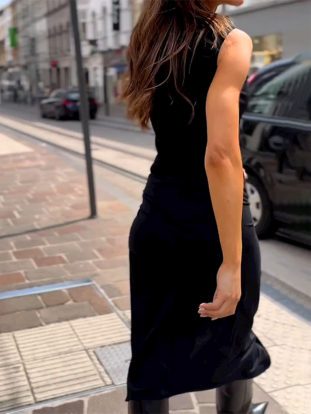 Round Neck Sleeveless Tie Solid Color Dress-CALLISTARI