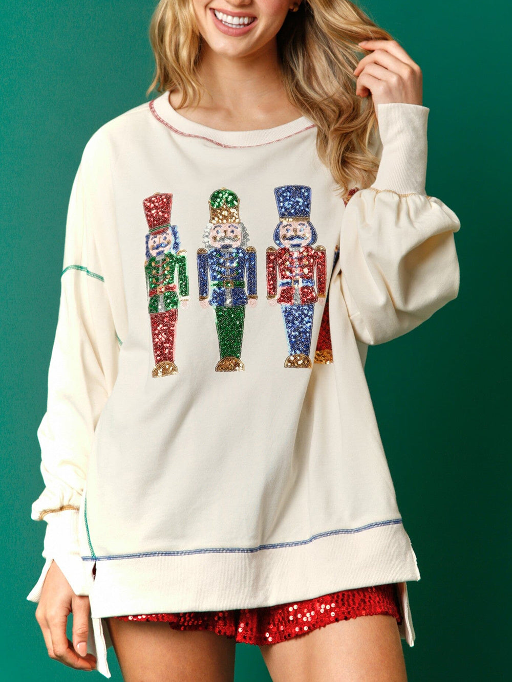 Sequin Nutcracker French Terry Sweatshirt-CALLISTARI