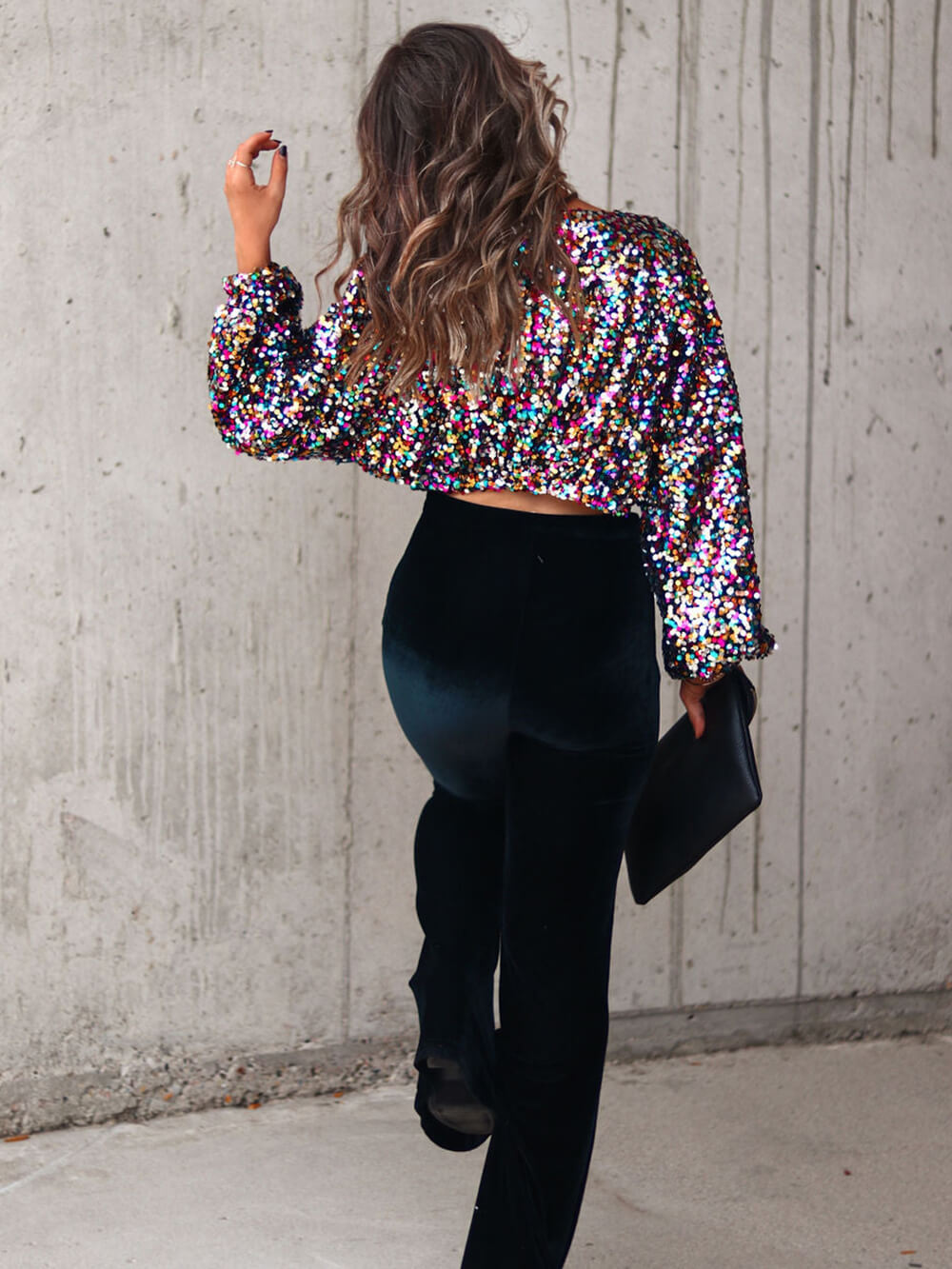 Always A Celebration Sequin Crop Top-CALLISTARI