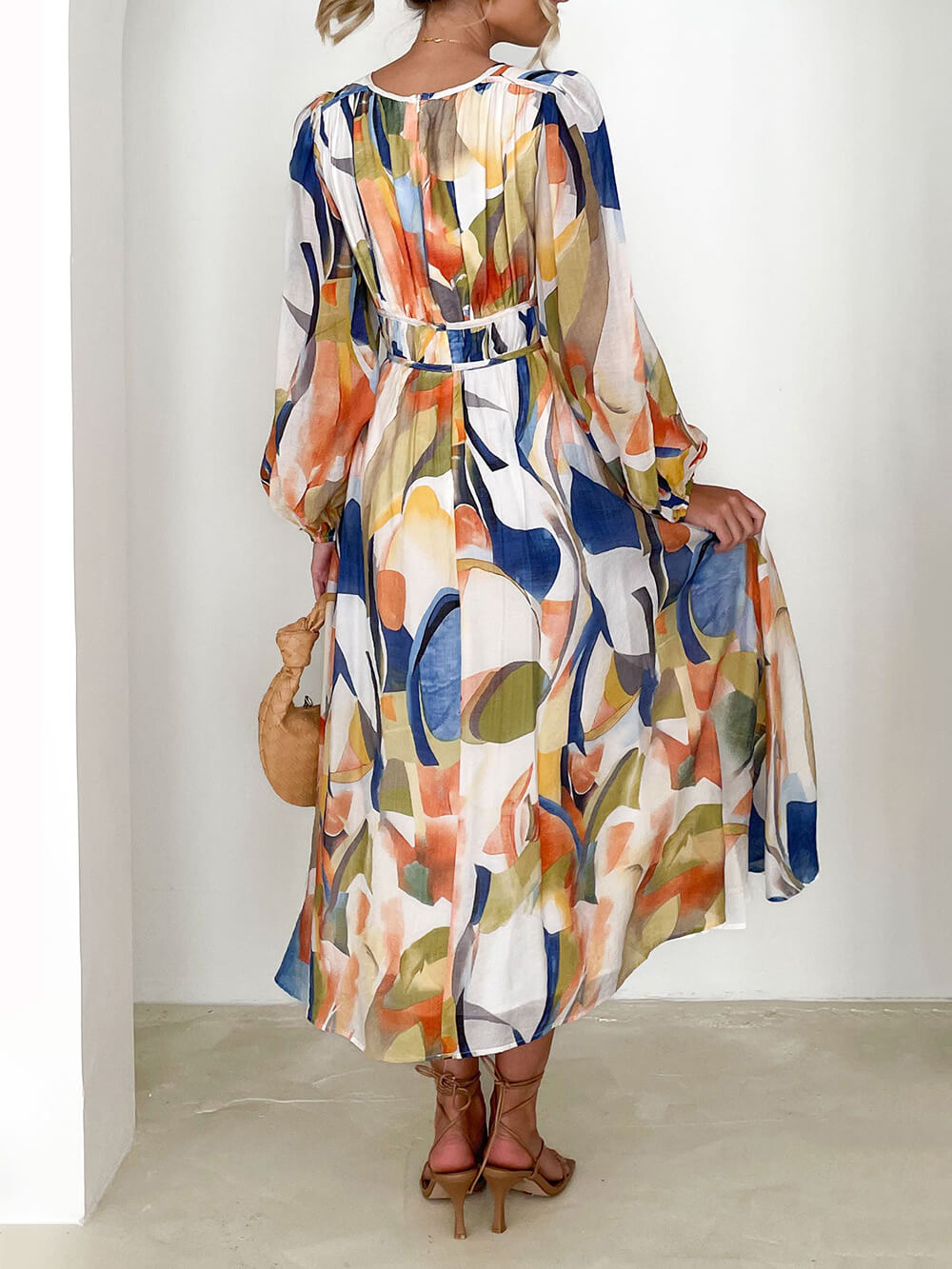 Colorful Geometric Pattern Maxi Dress-CALLISTARI