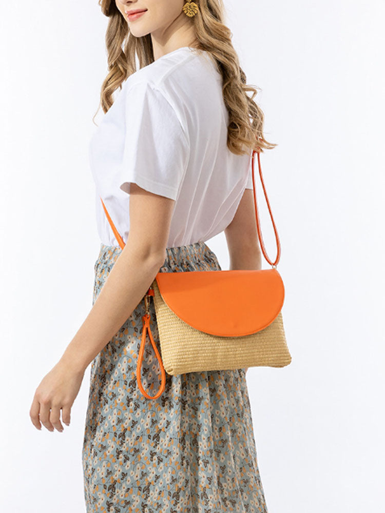 Detachable Shoulder Strap Grass Woven Clutch-CALLISTARI