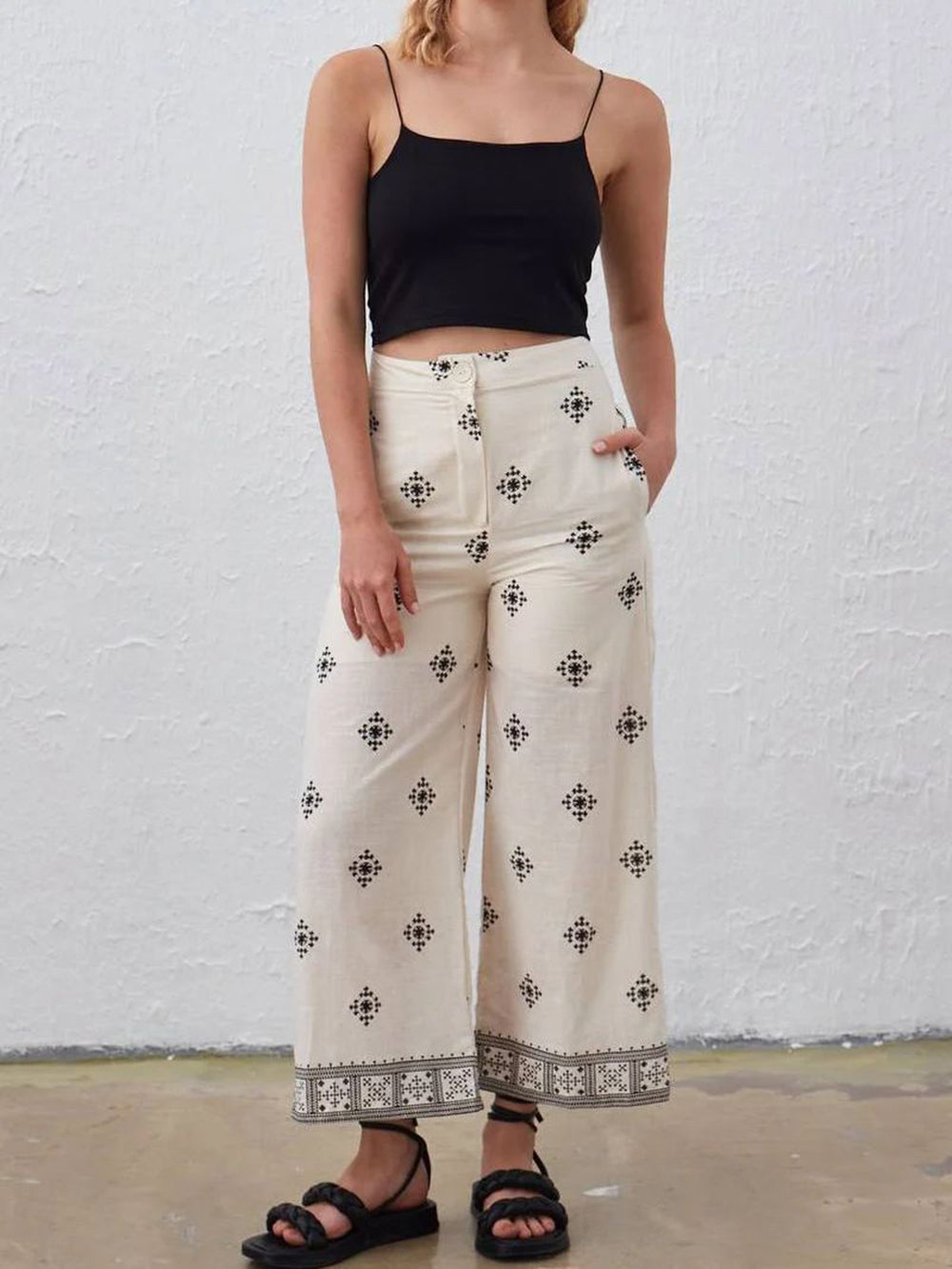 Flora Linen Blend Trousers-CALLISTARI