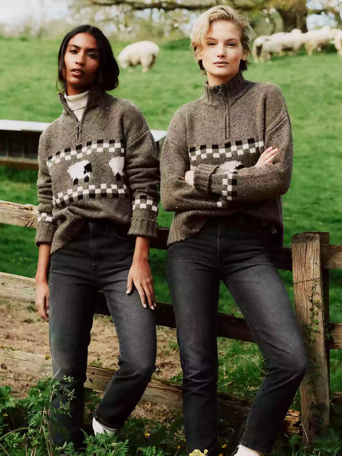 Half-Zip Wool Pullover with Drop Shoulders-CALLISTARI