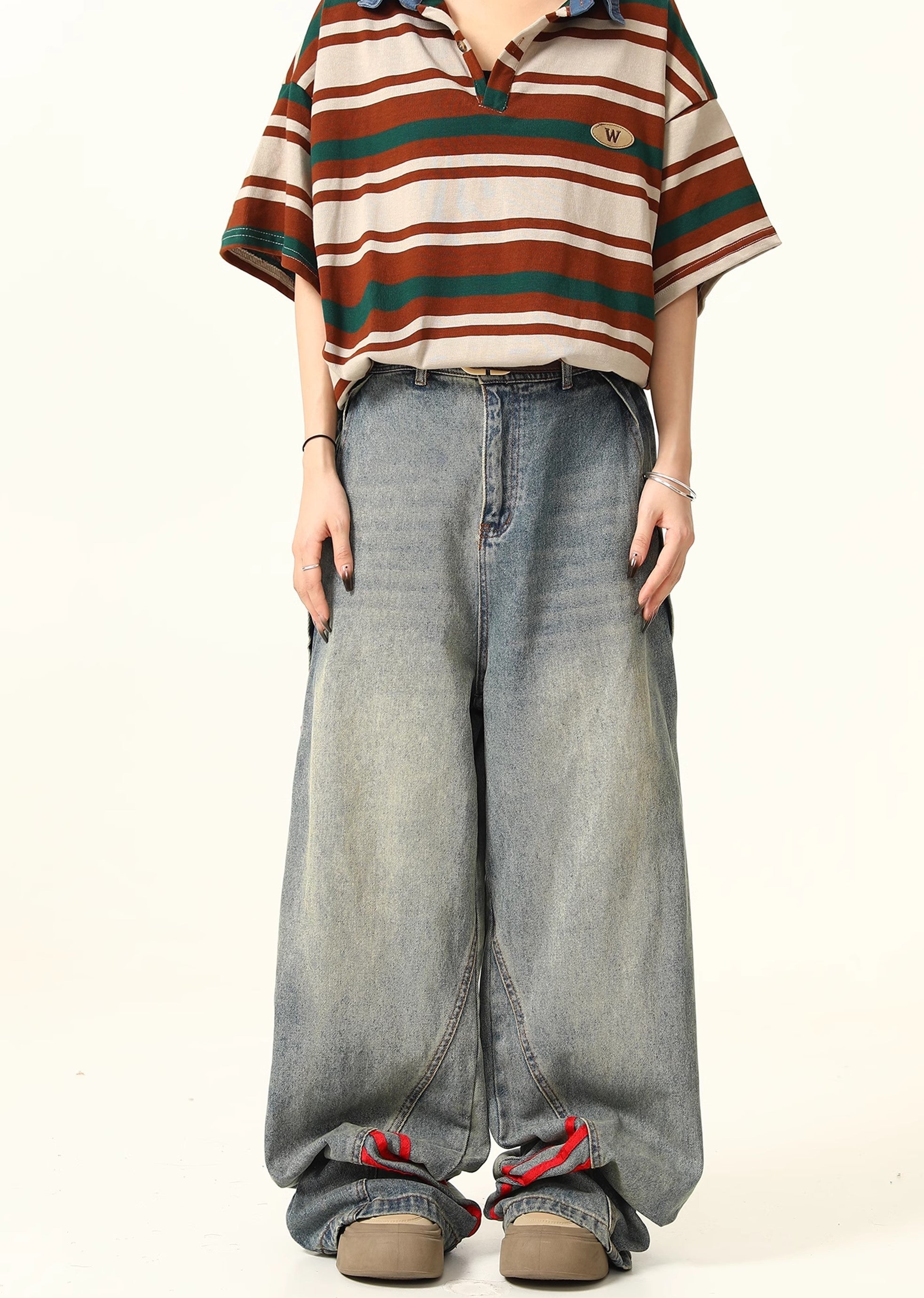 【7/15新作】Double Red Line Design Washed Denim Pants  HL3060-CALLISTARI