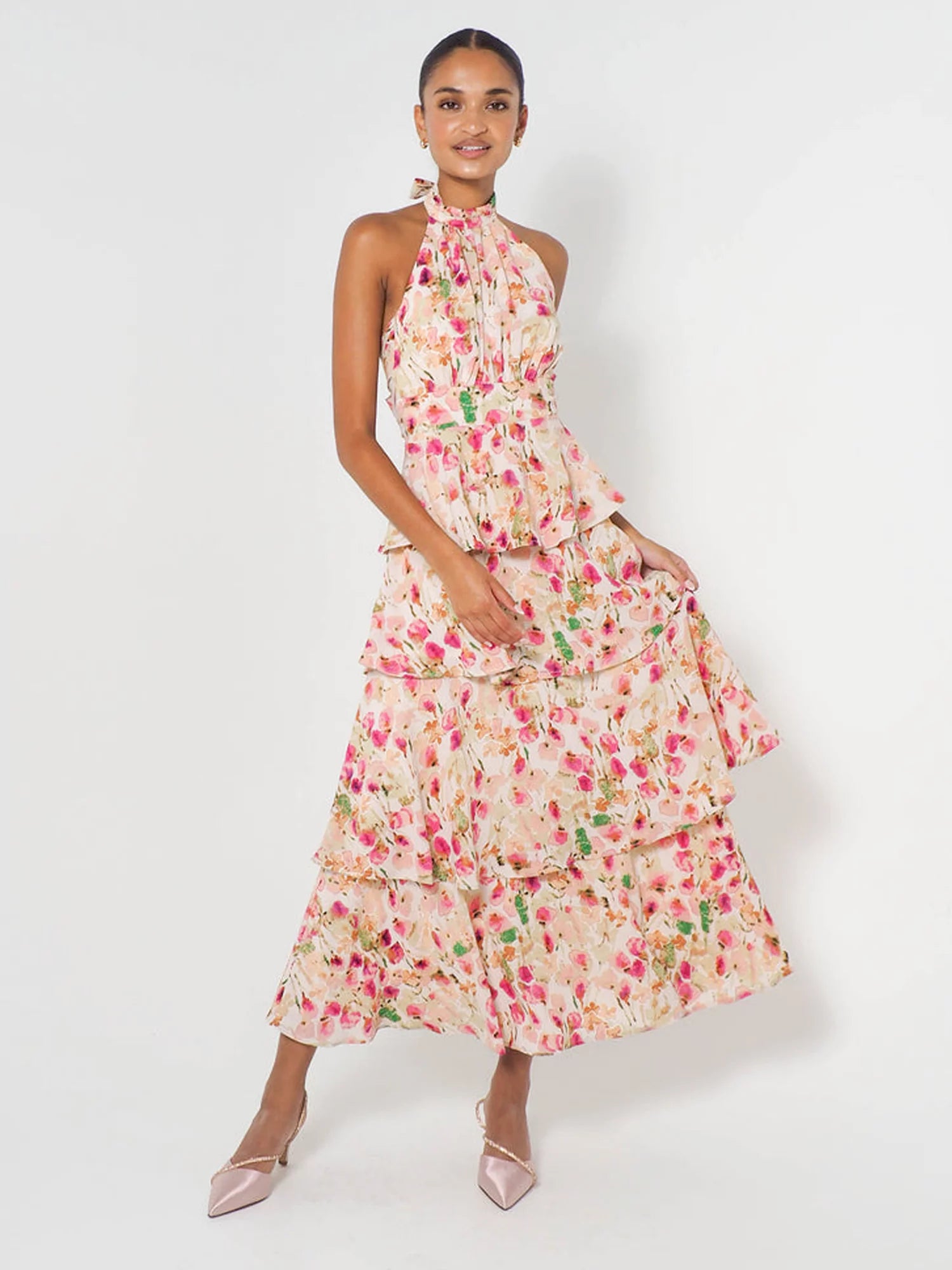 Halterneck Maxi Dress - Provence Bloom-CALLISTARI
