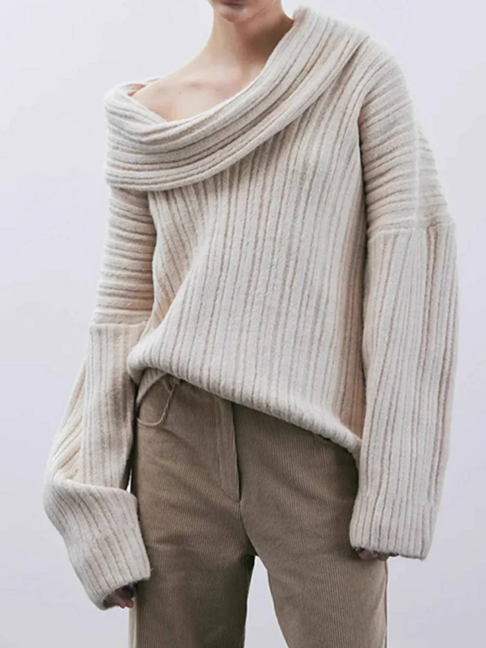 Oversized High Roll Knit Pullover-CALLISTARI