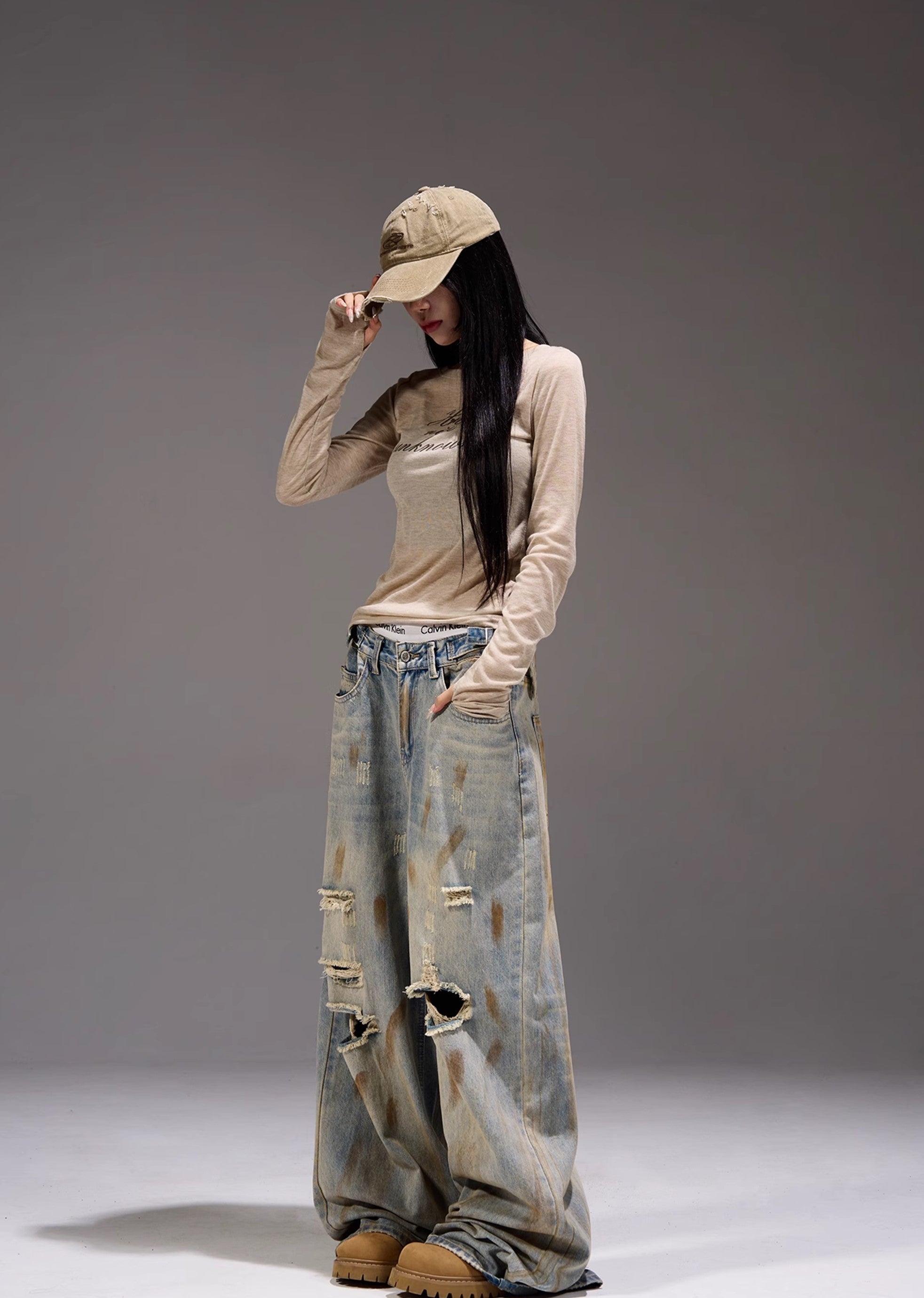 【MAXDSTR】Myriad middle distressed dull wide denim pants  MD0159-CALLISTARI