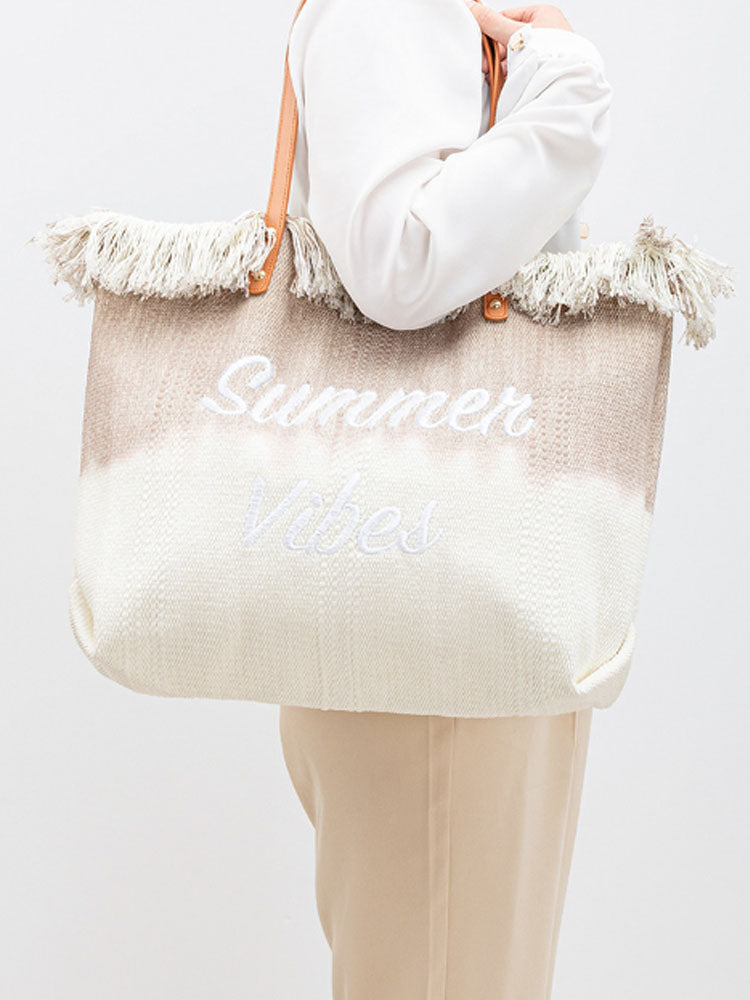 Two-Tone Embroidered Tote Bag-CALLISTARI