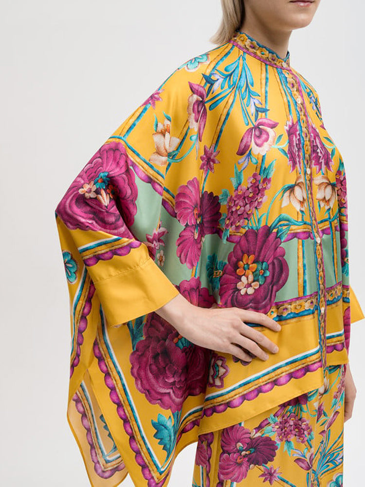 Fashionable Asymmetrical Print Top & Pants Set-Mesadic