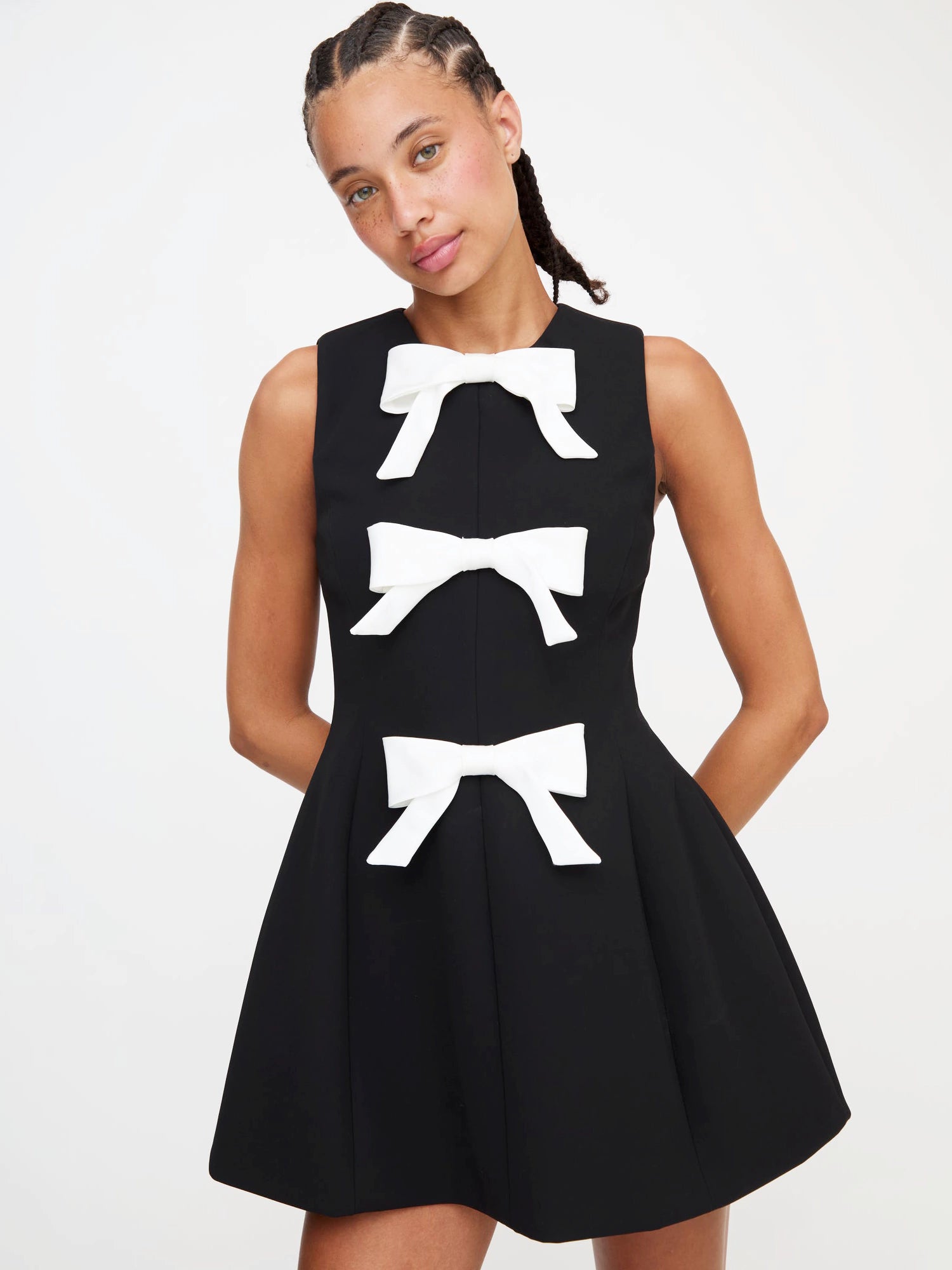 Silk Bow Charm Mini Dress-CALLISTARI