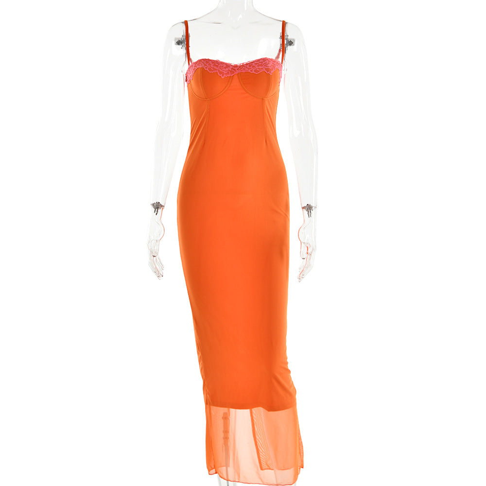 Málaga Flame Mesh Maxi Dress-CALLISTARI