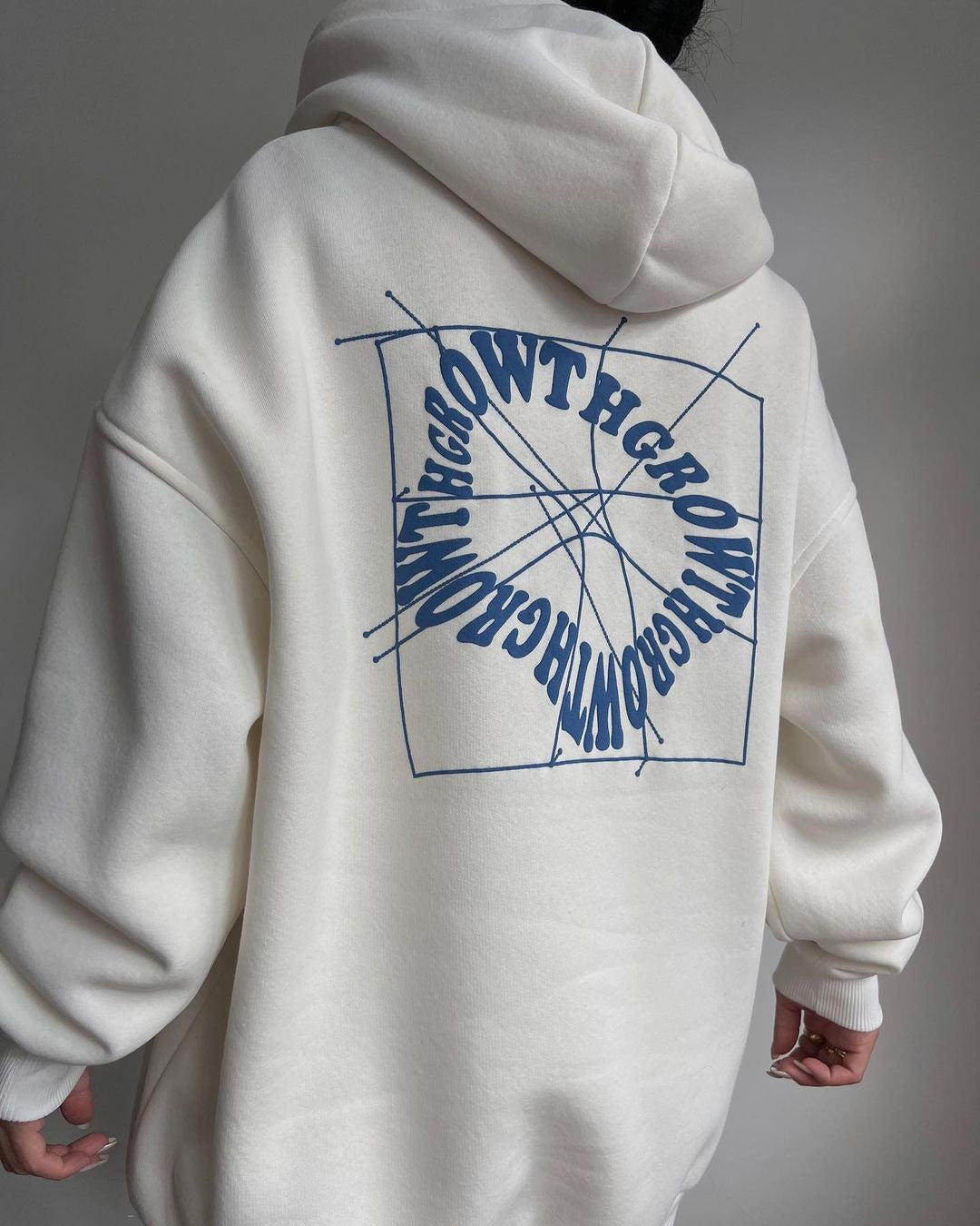 Growth Text Printed Casual Long Sleeve Hoodie-CALLISTARI