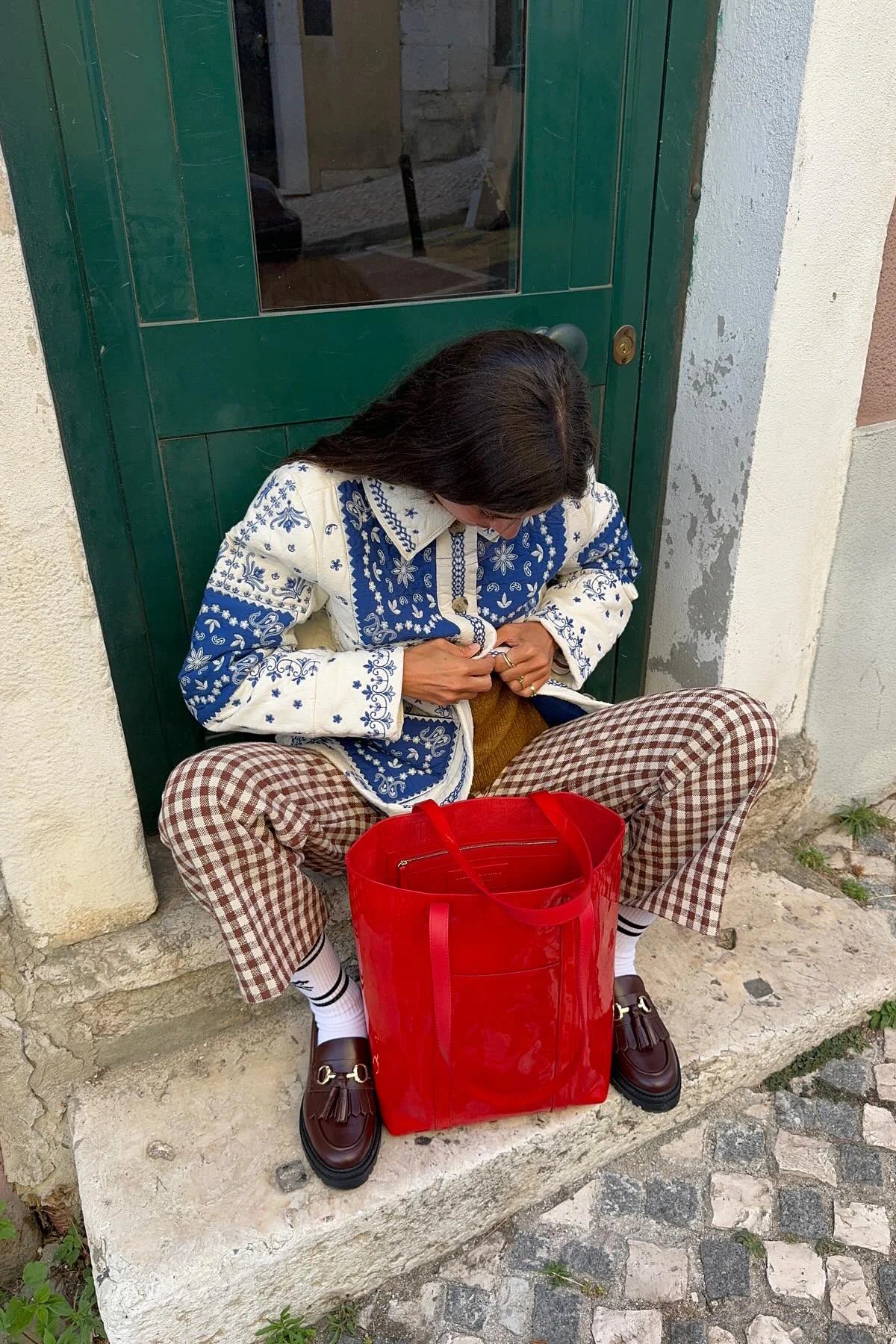 Blue Ecru Bandana Quilted Jacket-CALLISTARI