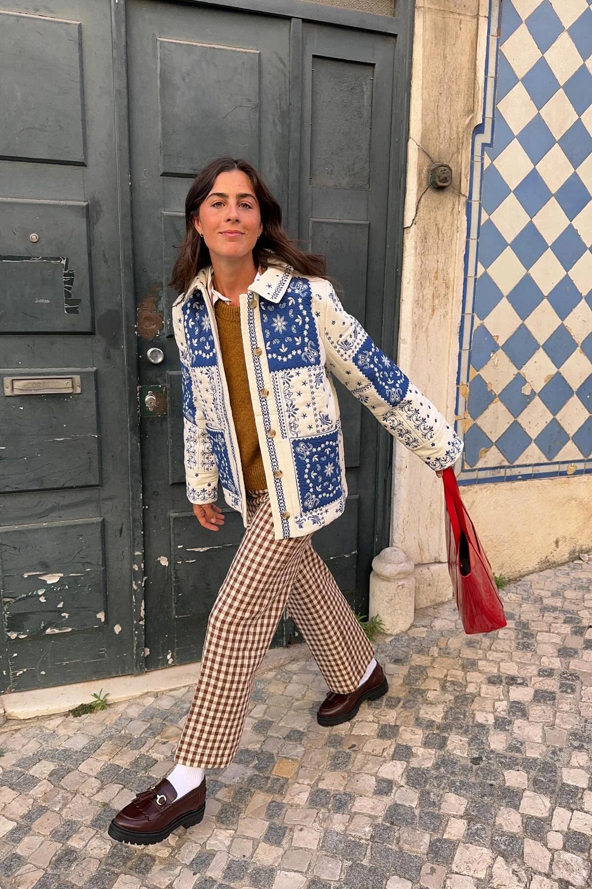 Blue Ecru Bandana Quilted Jacket-CALLISTARI