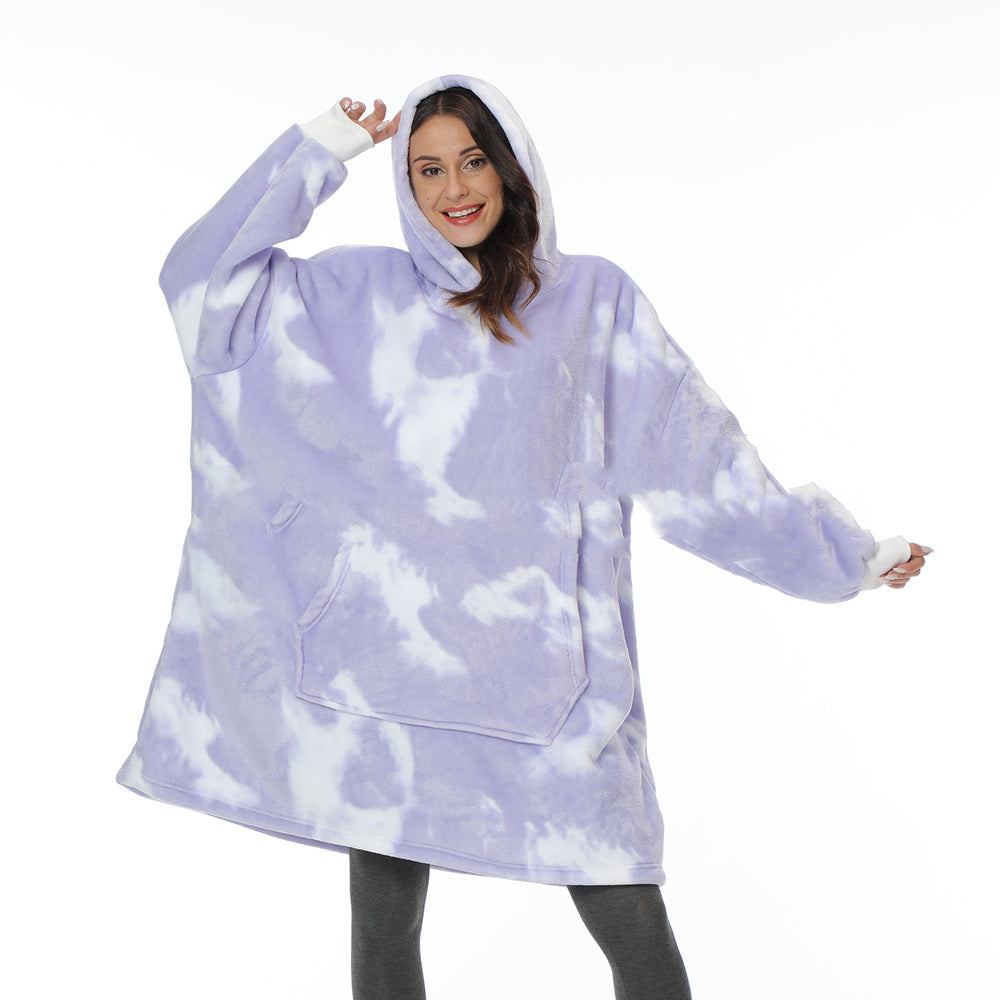 Cozy Flannel Hooded Nightgown Blanket Hoodie-CALLISTARI