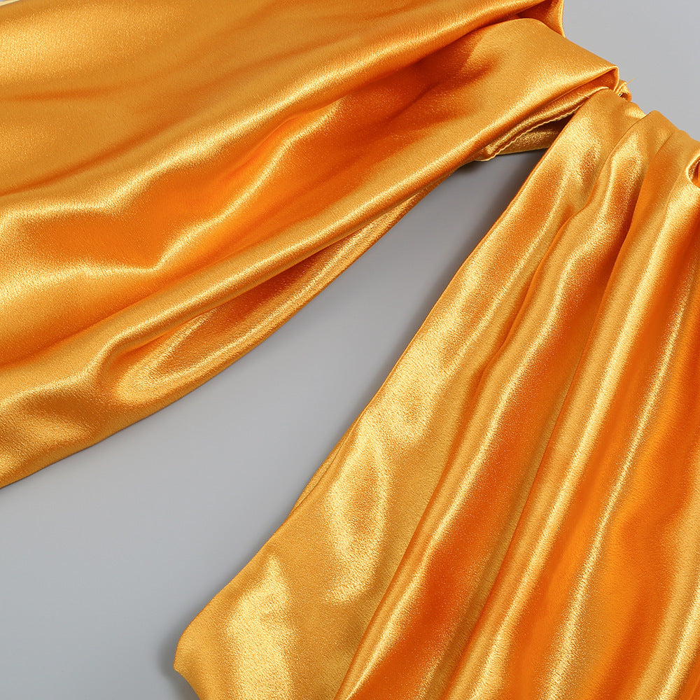 Anya One-Shoulder Silk Satin Maxi Dress-CALLISTARI