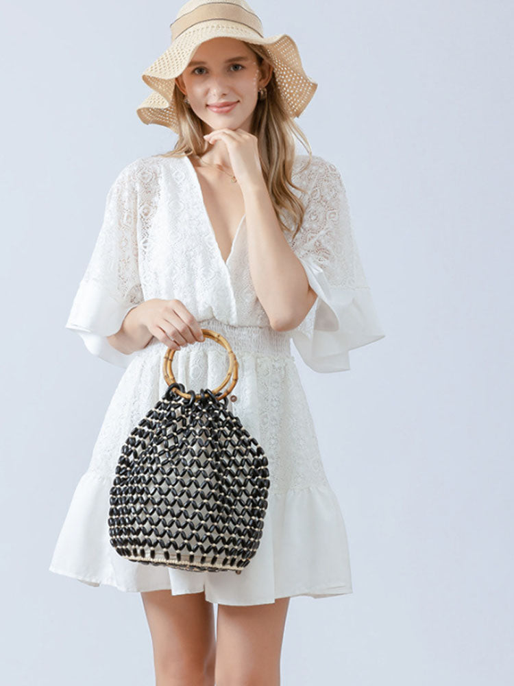 Handcrafted Wooden Bead Barrel Bag-CALLISTARI