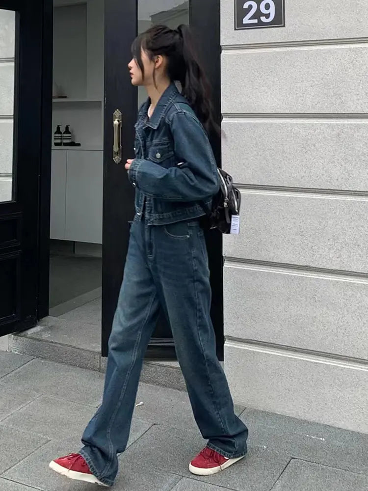 Chic Denim Pants Set-Mesadic