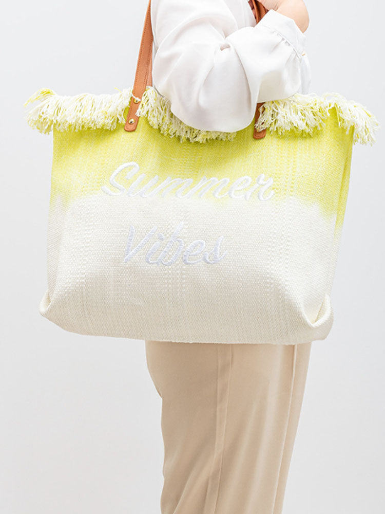 Two-Tone Embroidered Tote Bag-CALLISTARI