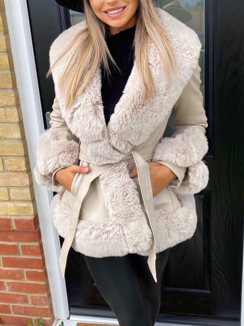 Freya Belted Fur Coat-CALLISTARI