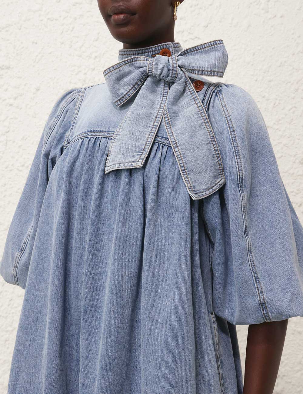 Cotton Denim Cover Up Dress-Mesadic