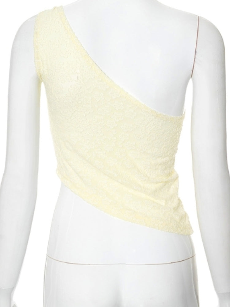 Bring It Down One Shoulder Top Cream-CALLISTARI