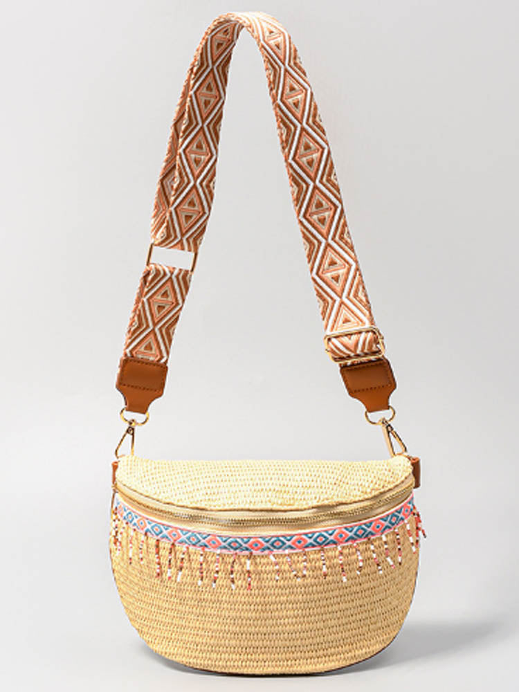 Grass Woven Chest Bag-CALLISTARI
