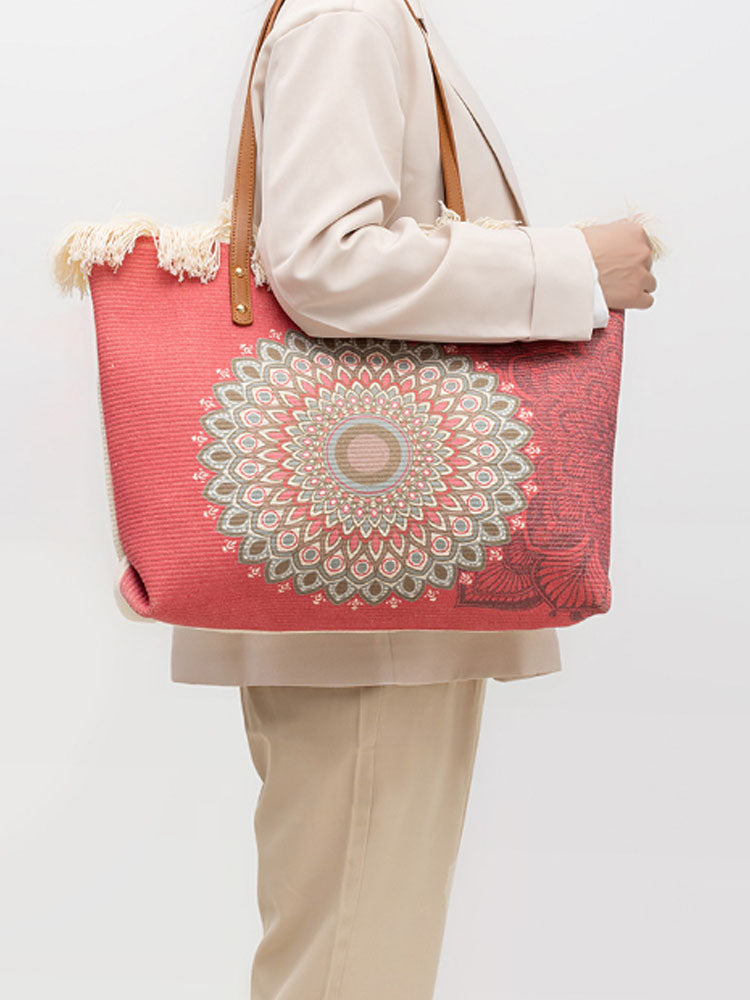 Fashionable Printed Canvas Shoulder Bag-CALLISTARI