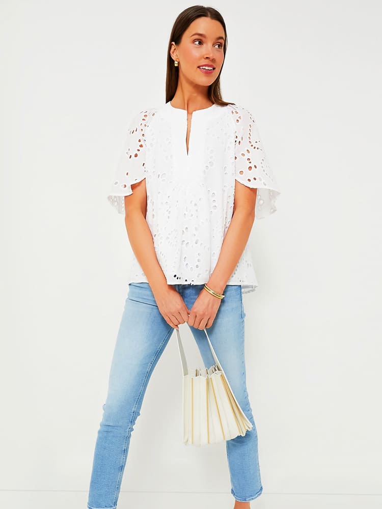 Madeira Embroidered Cotton Top-CALLISTARI