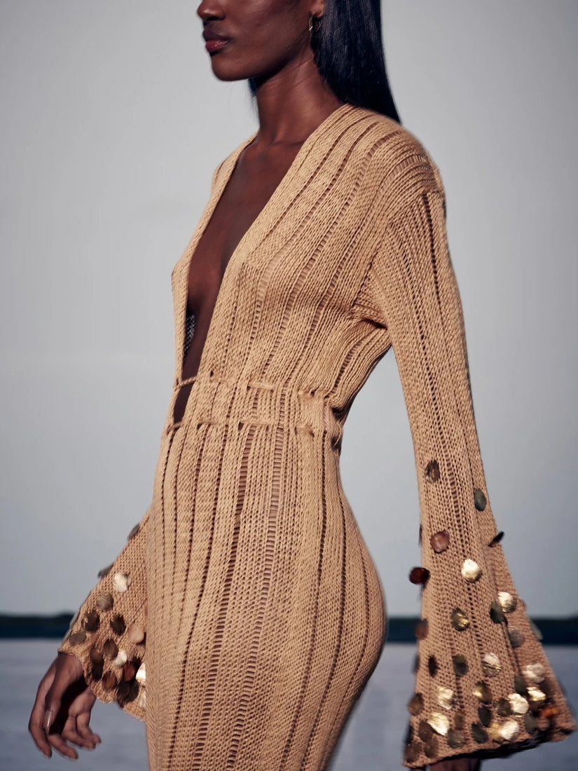 Dolly Gold Knit Maxi Dress