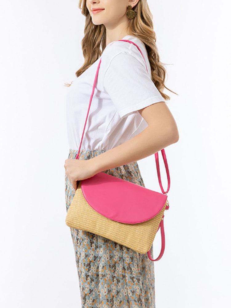 Detachable Shoulder Strap Grass Woven Clutch-CALLISTARI