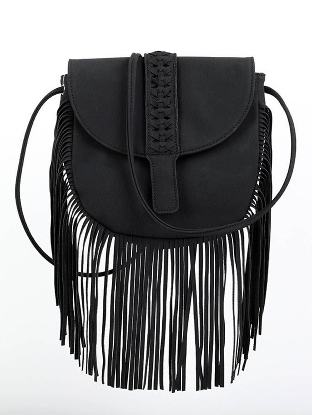 Woven Semi Circular Leather Tassel Crossbody Bag-CALLISTARI
