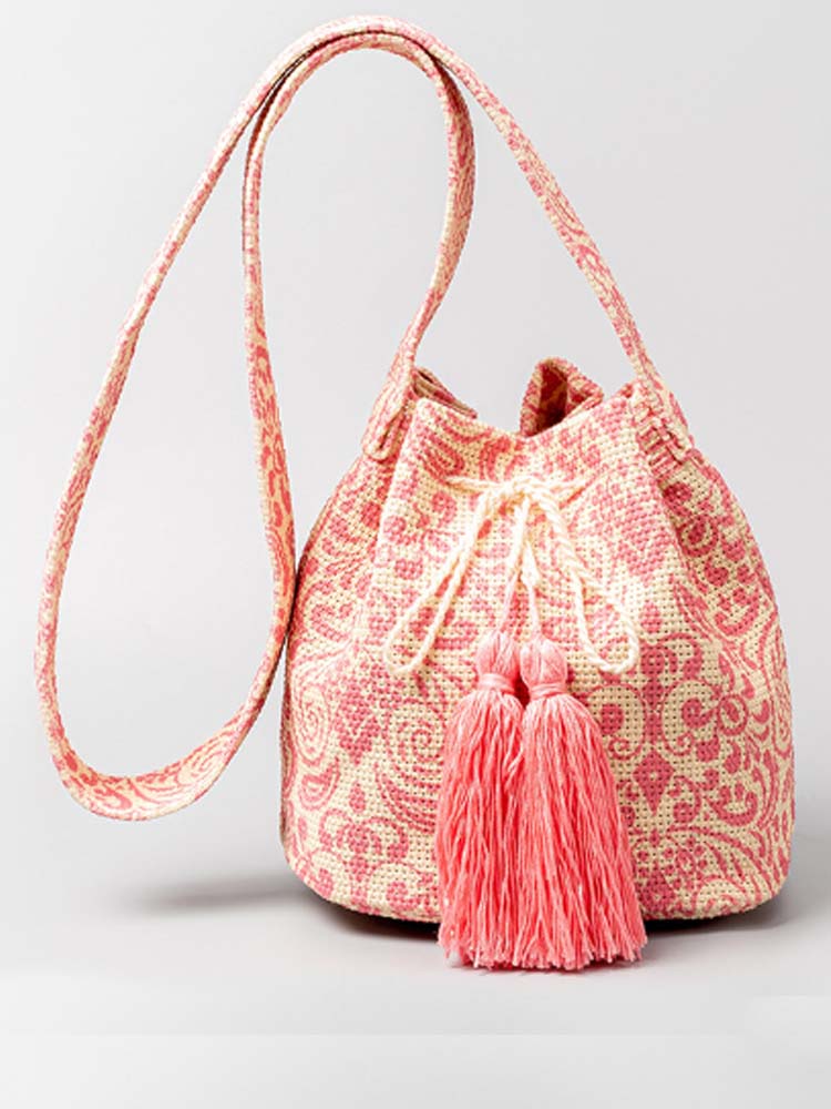 Printed Canvas Crossbody Barrel Bag-CALLISTARI