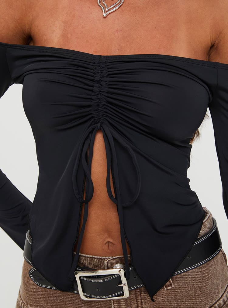 Carradine Off The Shoulder Top Black-CALLISTARI