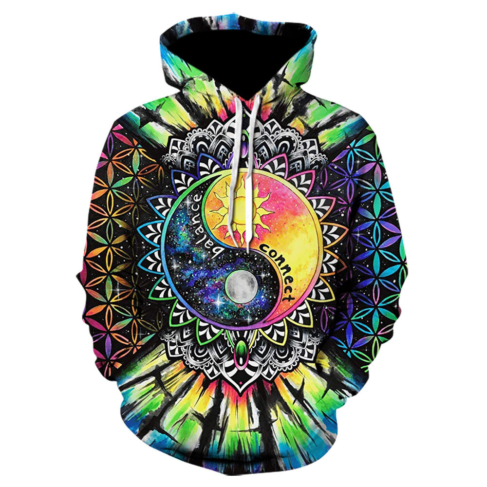 Kung Fu Symbol Printed Multi Shade Hoodie-CALLISTARI