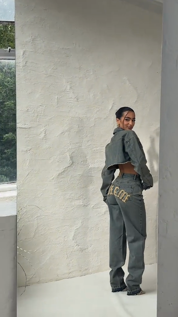 Grey Denim Two - Piece Set