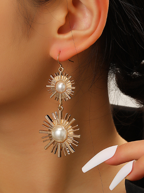Sunburst Pearl Drop Earrings-CALLISTARI