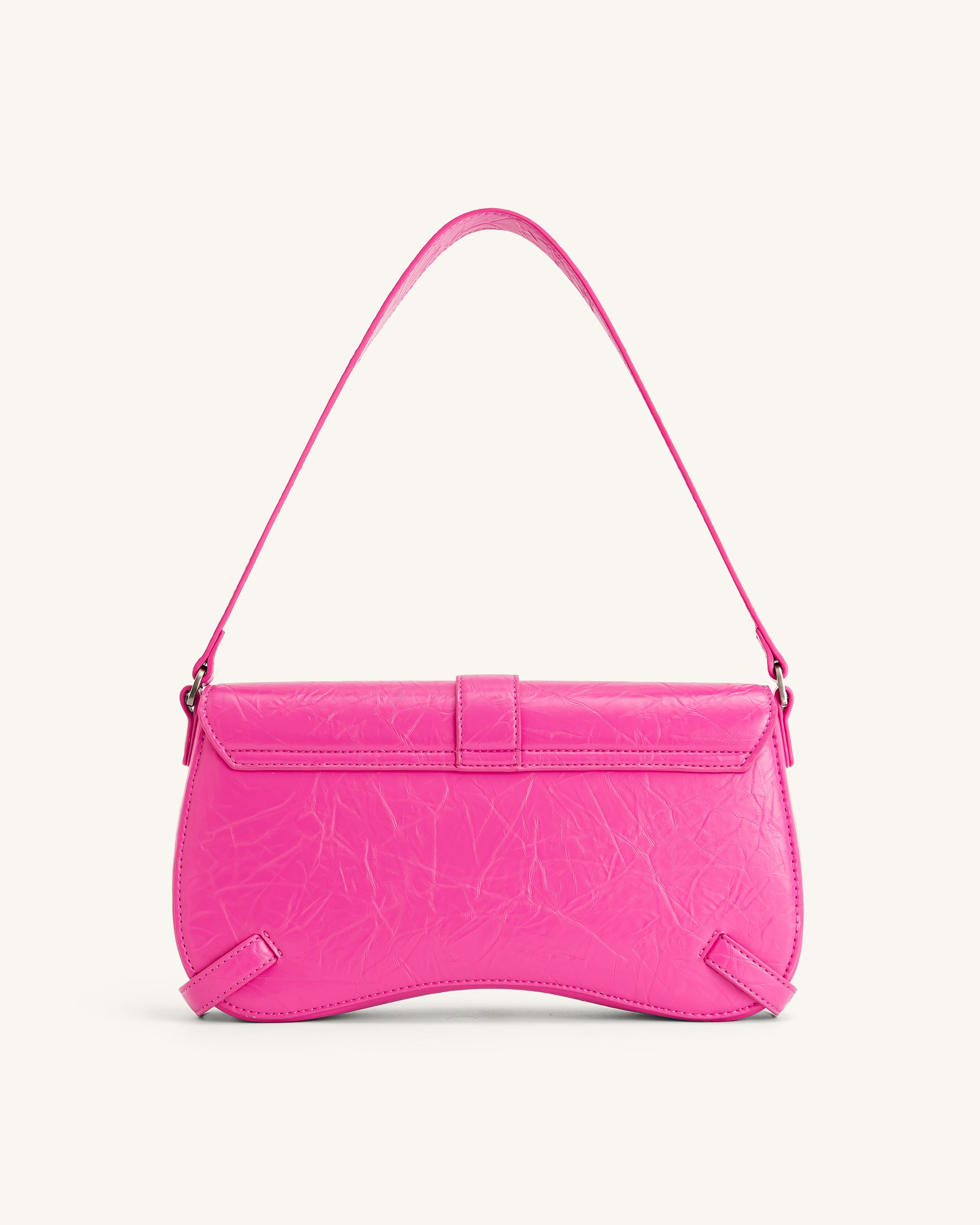 Sia Crushed Shoulder Bag - Bright Pink-Mesadic