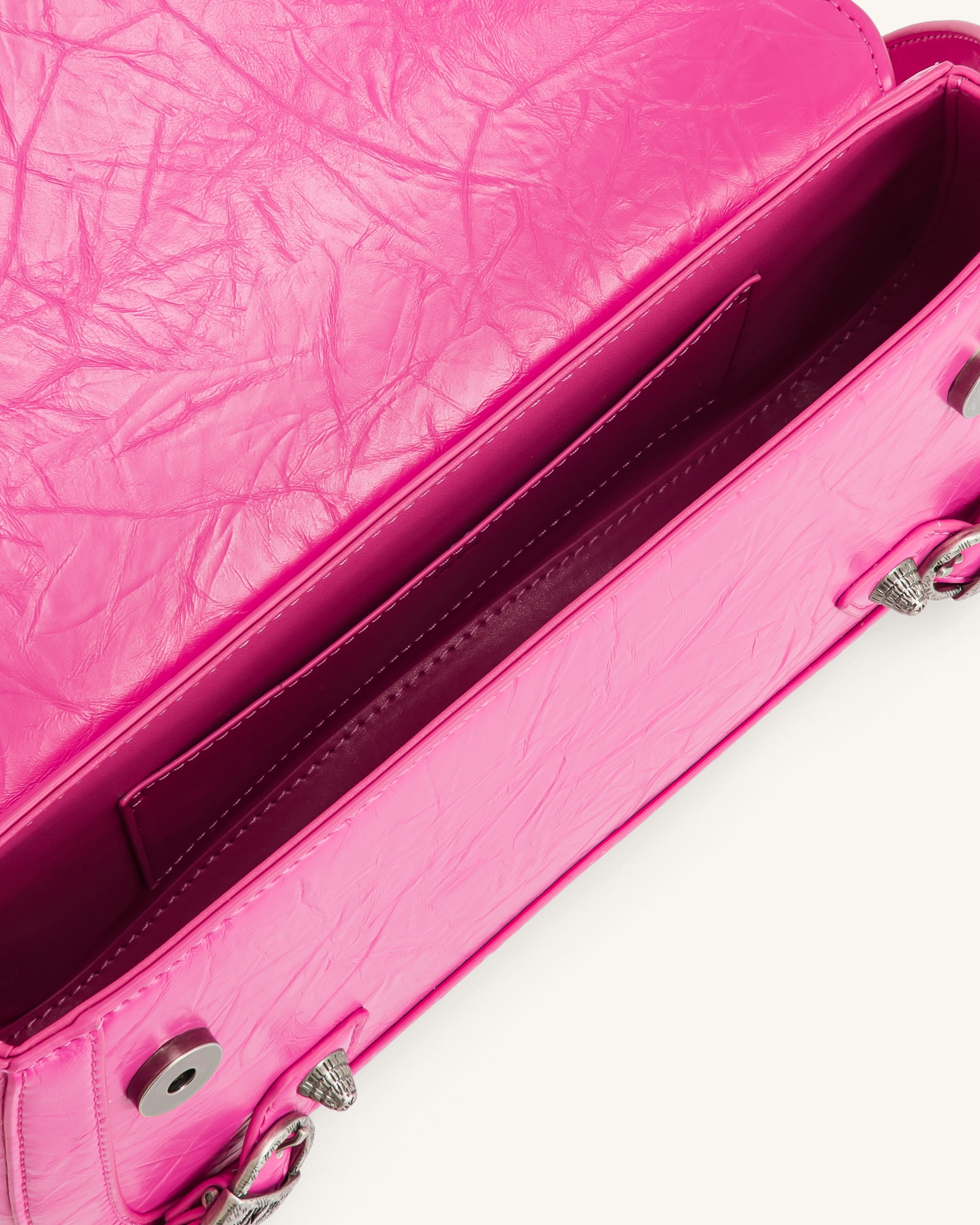 Sia Crushed Shoulder Bag - Bright Pink-Mesadic