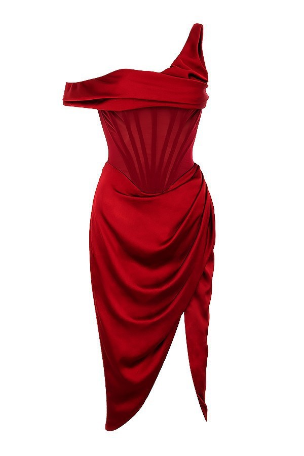 Sienna Off-Shoulder Corset Midi Dress-CALLISTARI