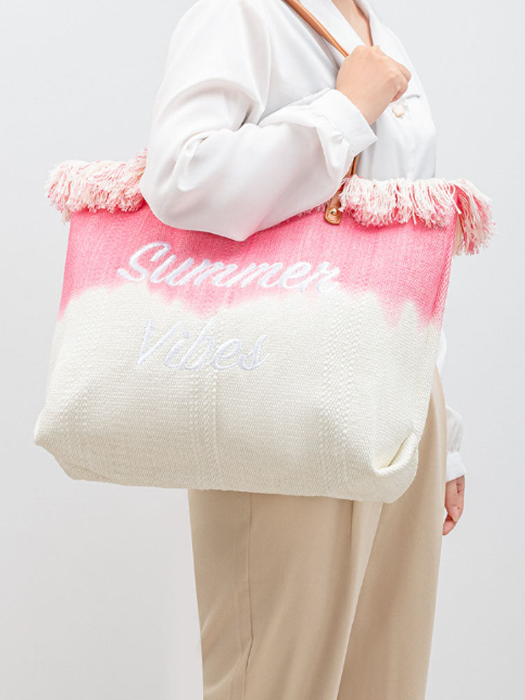 Two-Tone Embroidered Tote Bag-CALLISTARI