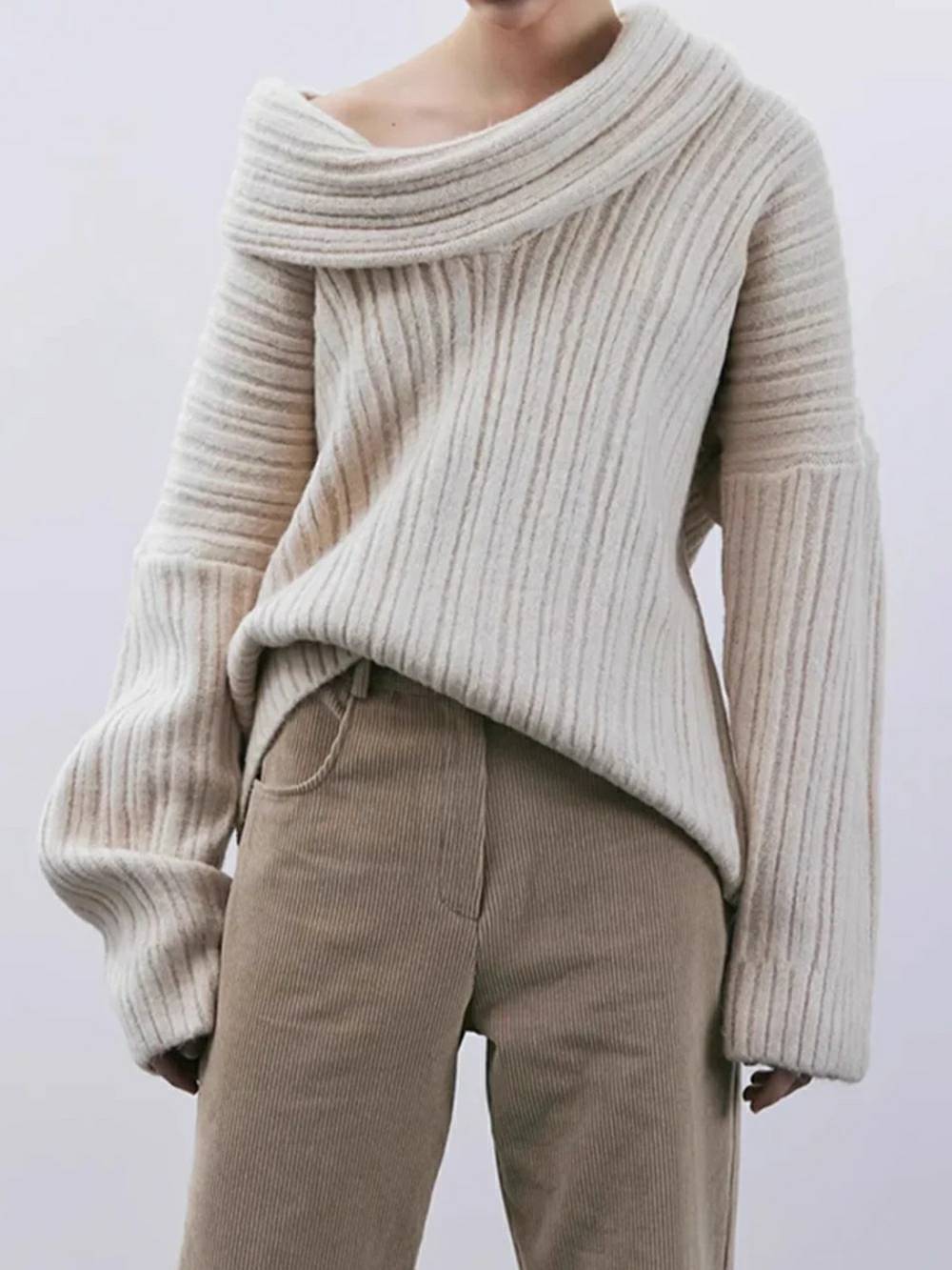 Oversized High Roll Knit Pullover-CALLISTARI